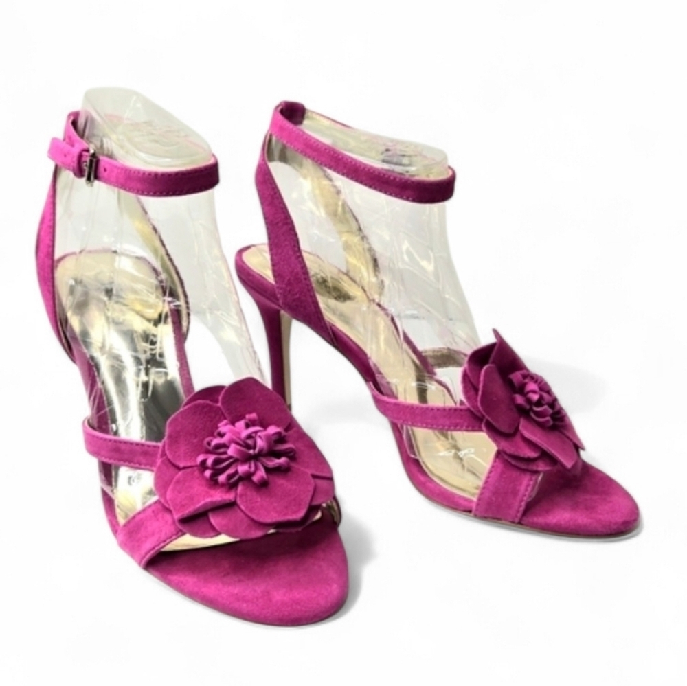 Carlos Santana Elle, Azalea Hot Pink Suede Heels, Sandals. 7.5